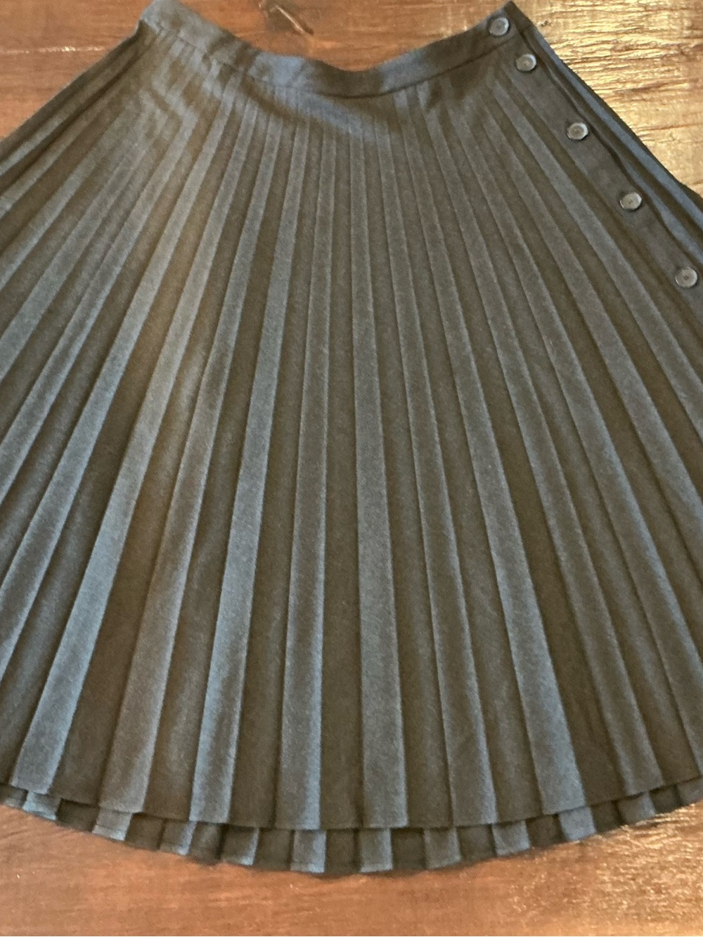Zara Charcoal Gray Pleated Button Detail Midi Skirt XXL